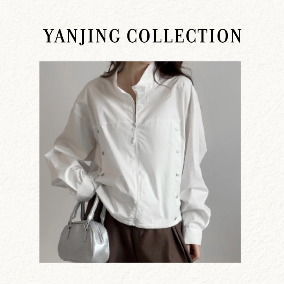 YANJING早秋纯棉拉链短款夹克外套