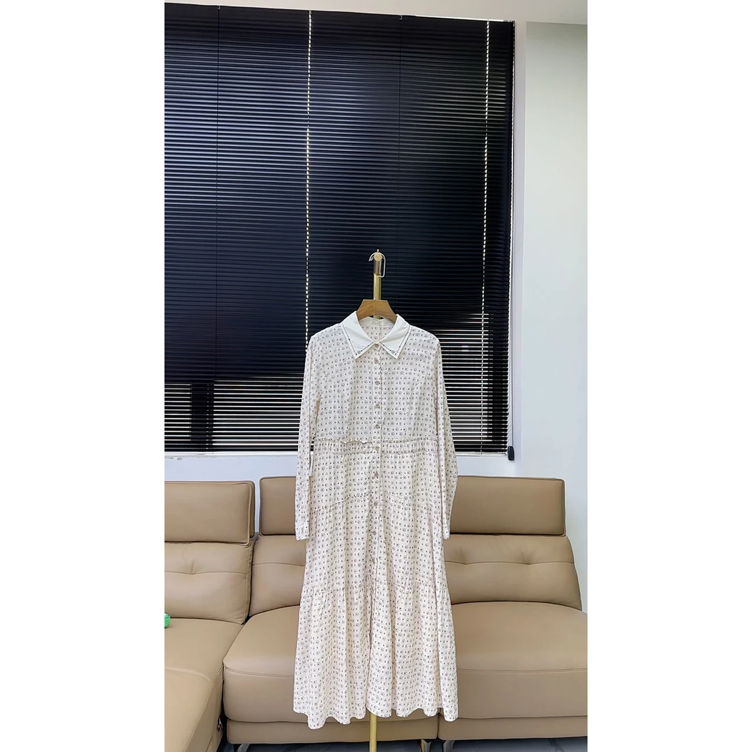 品牌原单轻奢—云上写生(剪标)——连衣裙——杏色花—8020