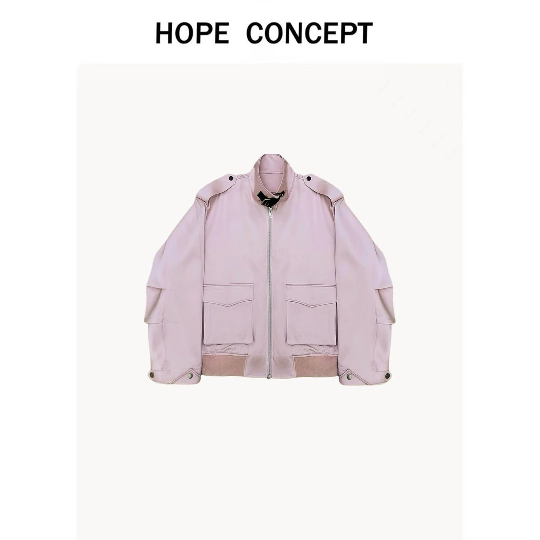 25075#HOPECONCEPT春季出游松弛感 定制光泽感男女同款夹克外套
