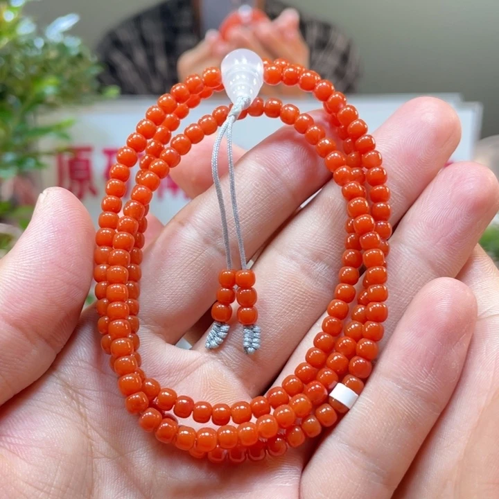 南红玛瑙冷水河柿子红多圈4+m m未镶嵌