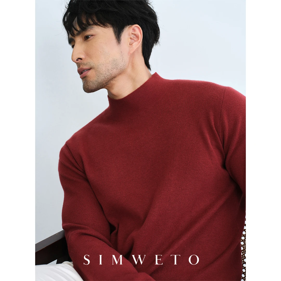 【圣诞季限定】安可拉红•秋冬莫代尔亲肤半高领红色毛衣羊毛针织衫