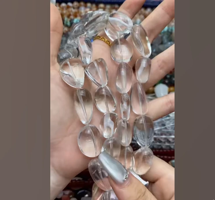 天然巴西老矿料纯净体白水晶随形椭圆蛋蛋半成品