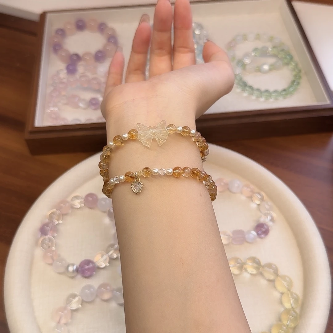 水晶手链未镶嵌双圈黄塔晶手串