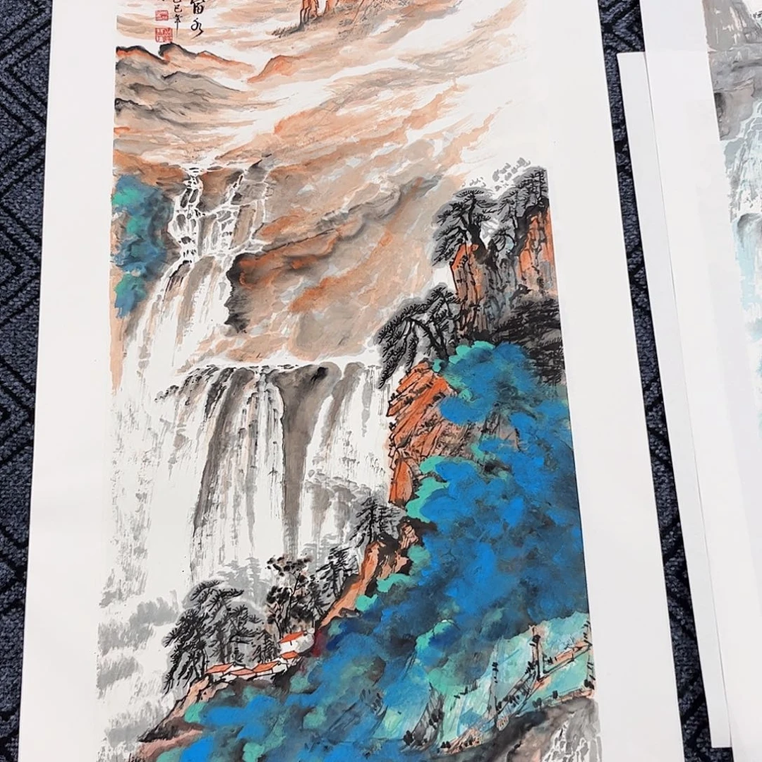 海***^国画史光军老师三尺山水奇