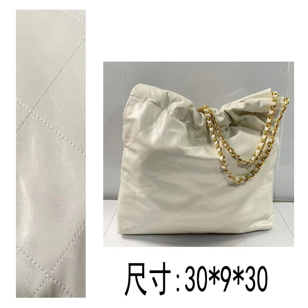 PG0056 25新款菱格链条牛皮托特包购物袋手提单肩包大号 白色