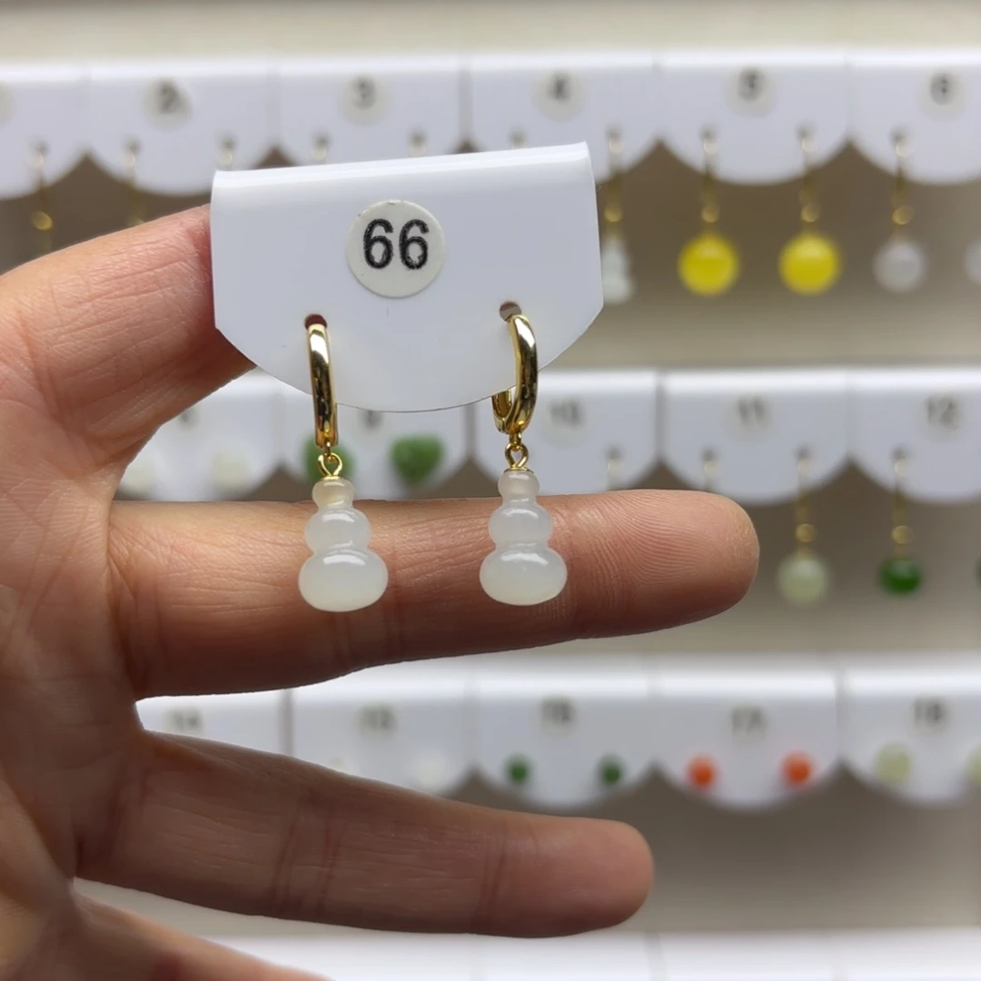 和田玉银S925镶嵌耳饰