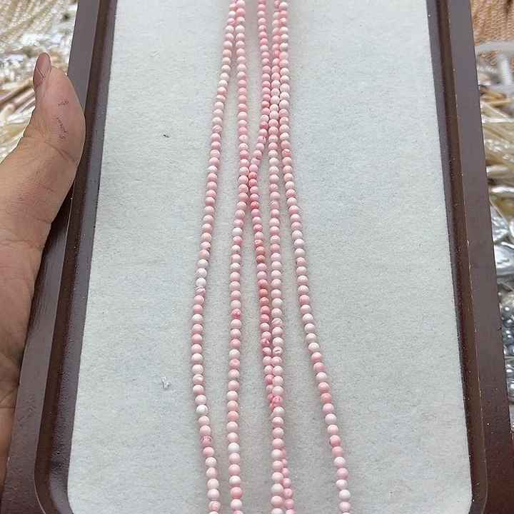未镶嵌淡水珍珠珠宝半成品一条3mm粉贝贝