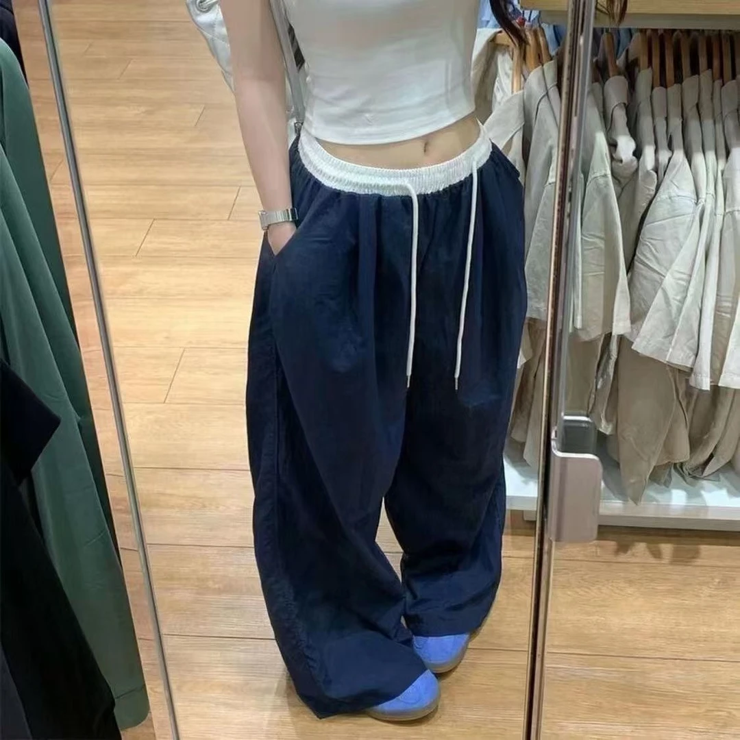 美式速干运动裤女春夏薄款2025新款小个子垂感高腰宽松弯刀凉凉裤