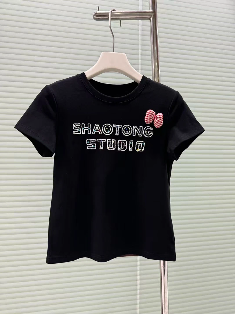 554字母狗狗蝴蝶结T恤