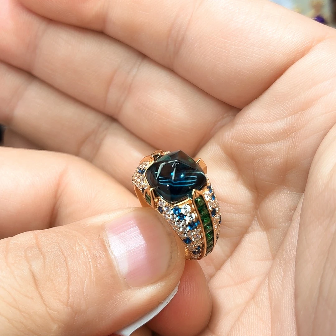 银S925镶嵌戒指托帕石