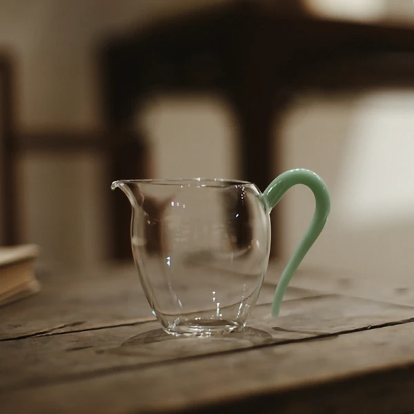耐热高温绿色把手高档加厚纯手工日式茶海分茶大号公杯茶具配件