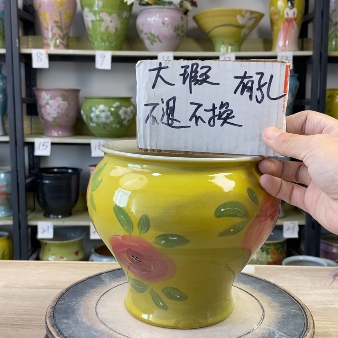 景德镇手工手绘陶瓷花盆