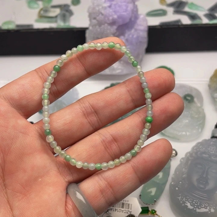 定制翡翠未镶嵌姑****4缅甸翡翠手链