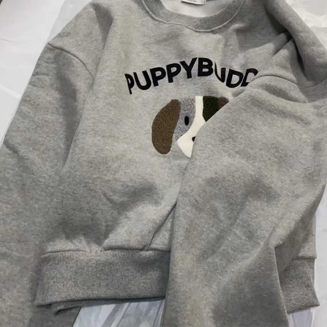 ［小小布］no退换-东大门正品f5i灰色小狗字母卫衣