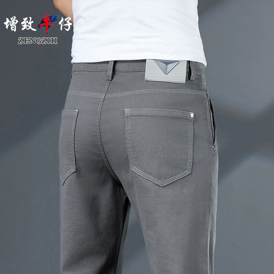 【皇冠总裁】冬季新款轻奢时尚百搭男士修身直筒牛仔裤Z8011