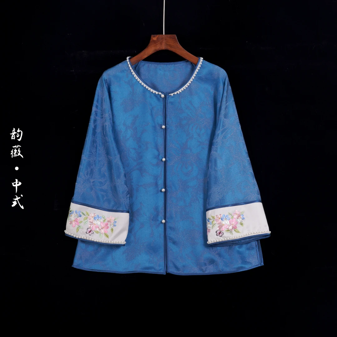 常规刺绣薄款长袖上衣中国风新中式圆领百搭10039