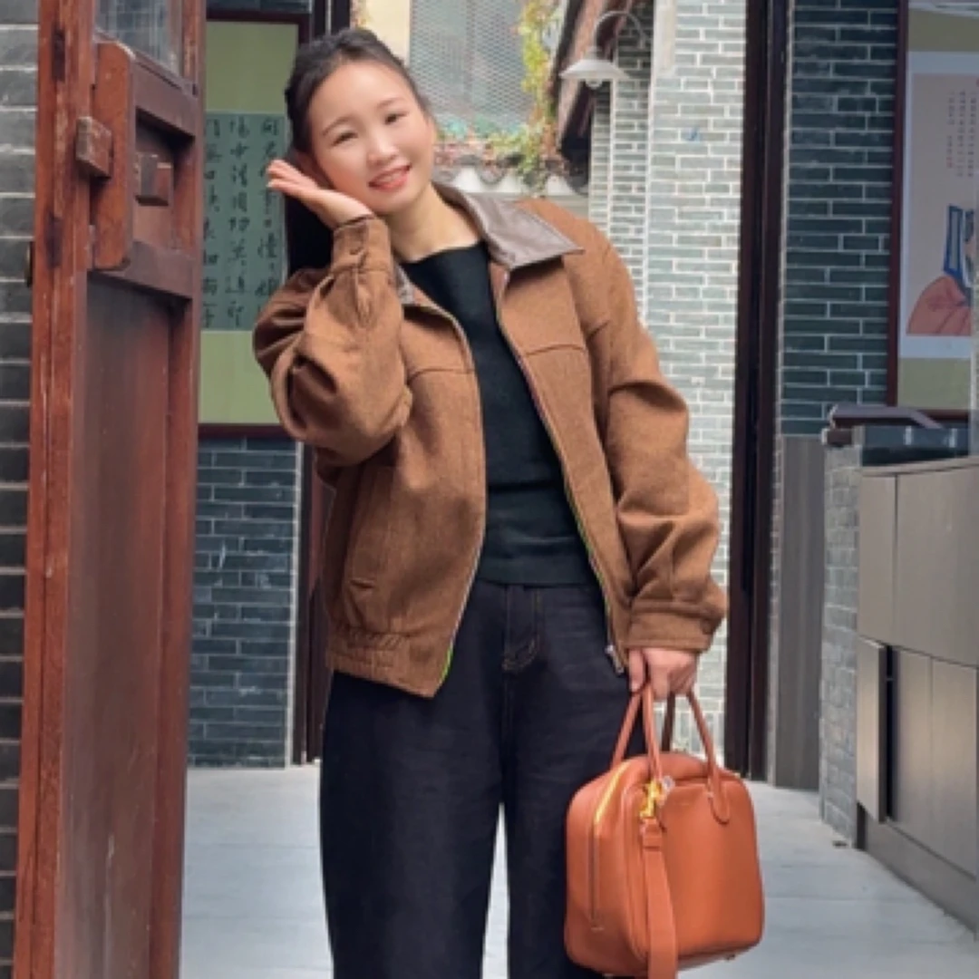 2024年秋冬季韩系百搭休闲咖色外套