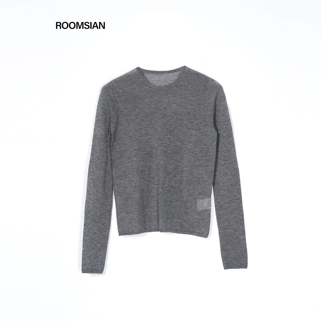 Roomisan 【轻盈水溶美丽奴羊毛打底衫.小领口轻薄毛衣】251002
