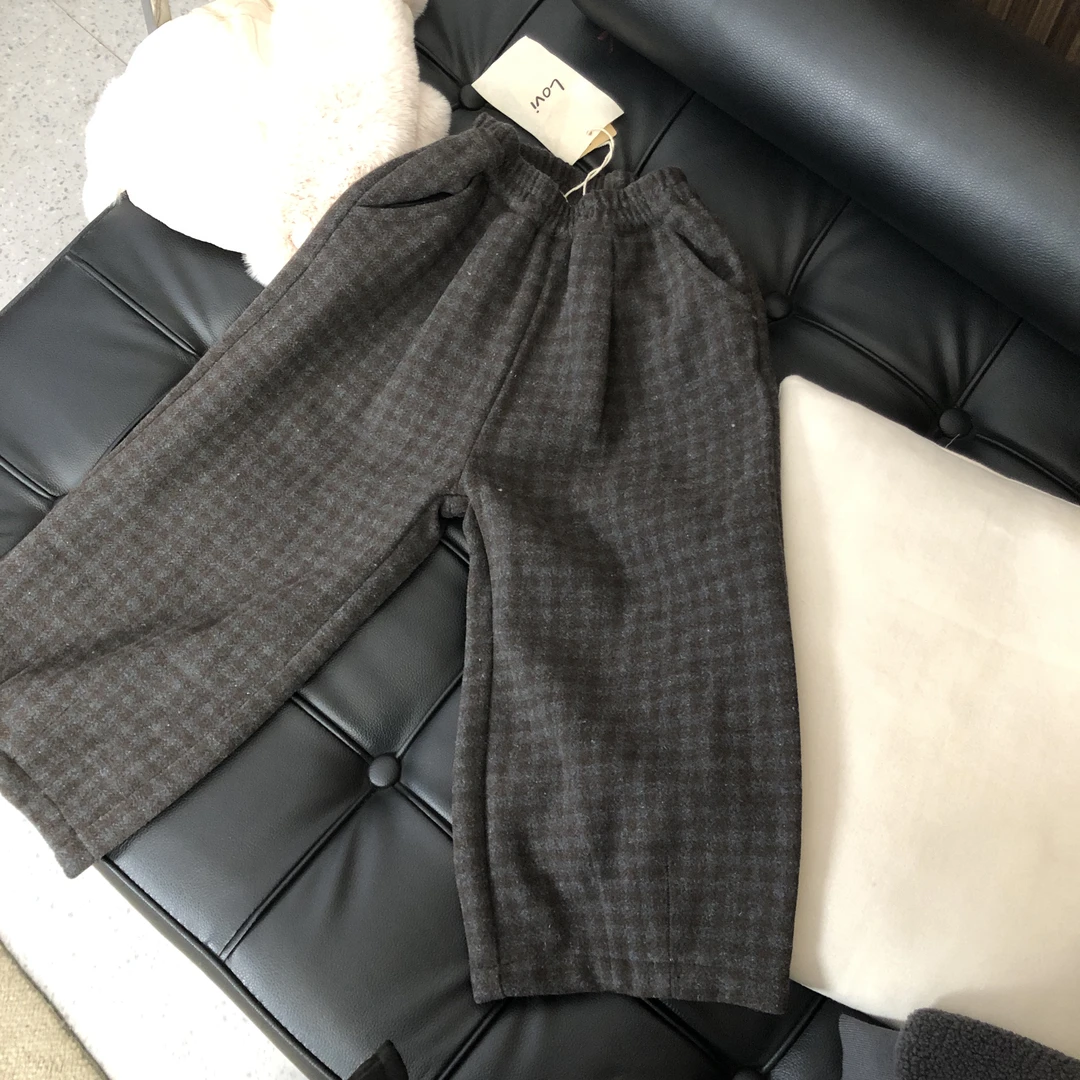 洋气百搭格子加绒休闲裤 24A443