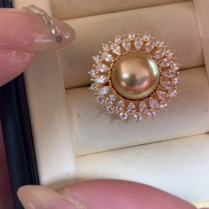 银S925镶嵌戒指海水珍珠