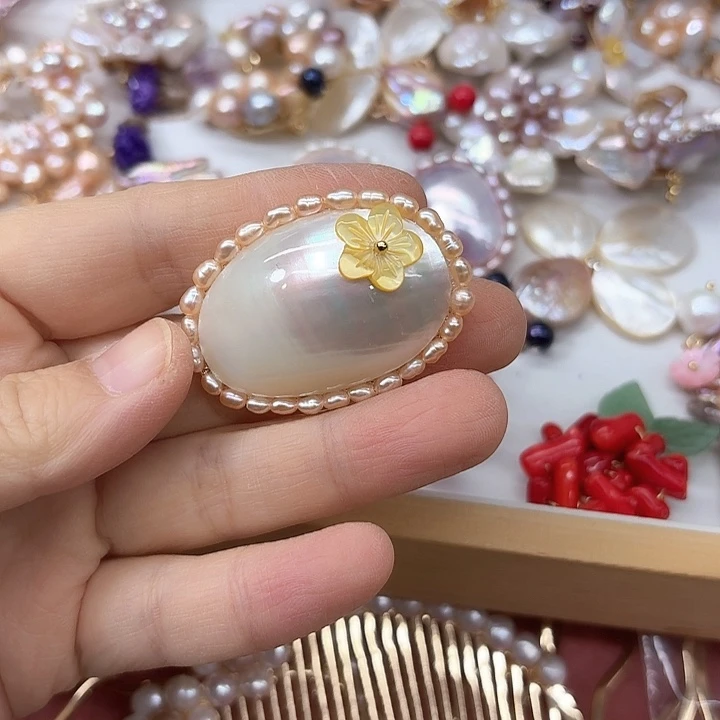 淡水珍珠发饰银S925镶嵌甜***主