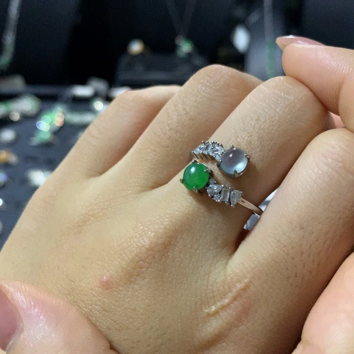 翡翠银S925镶嵌戒指