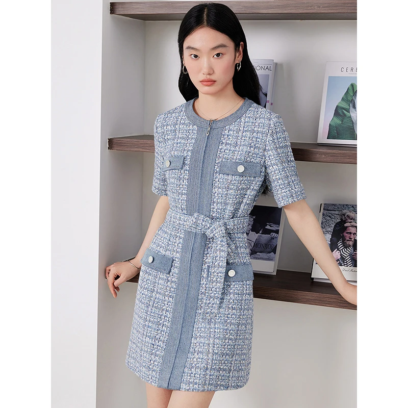 Goodland美地2025秋季新款小香风气质设计感时尚连衣裙LC35305320