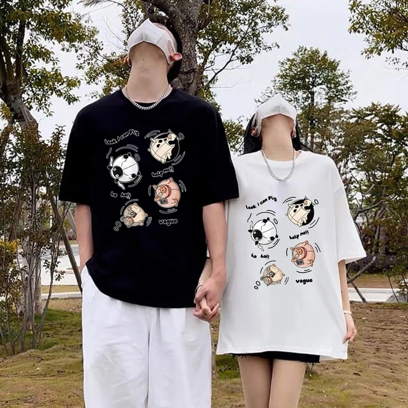 开学季潮流美式纯棉短袖t恤男装夏季潮流高街宽松半袖上衣情侣装