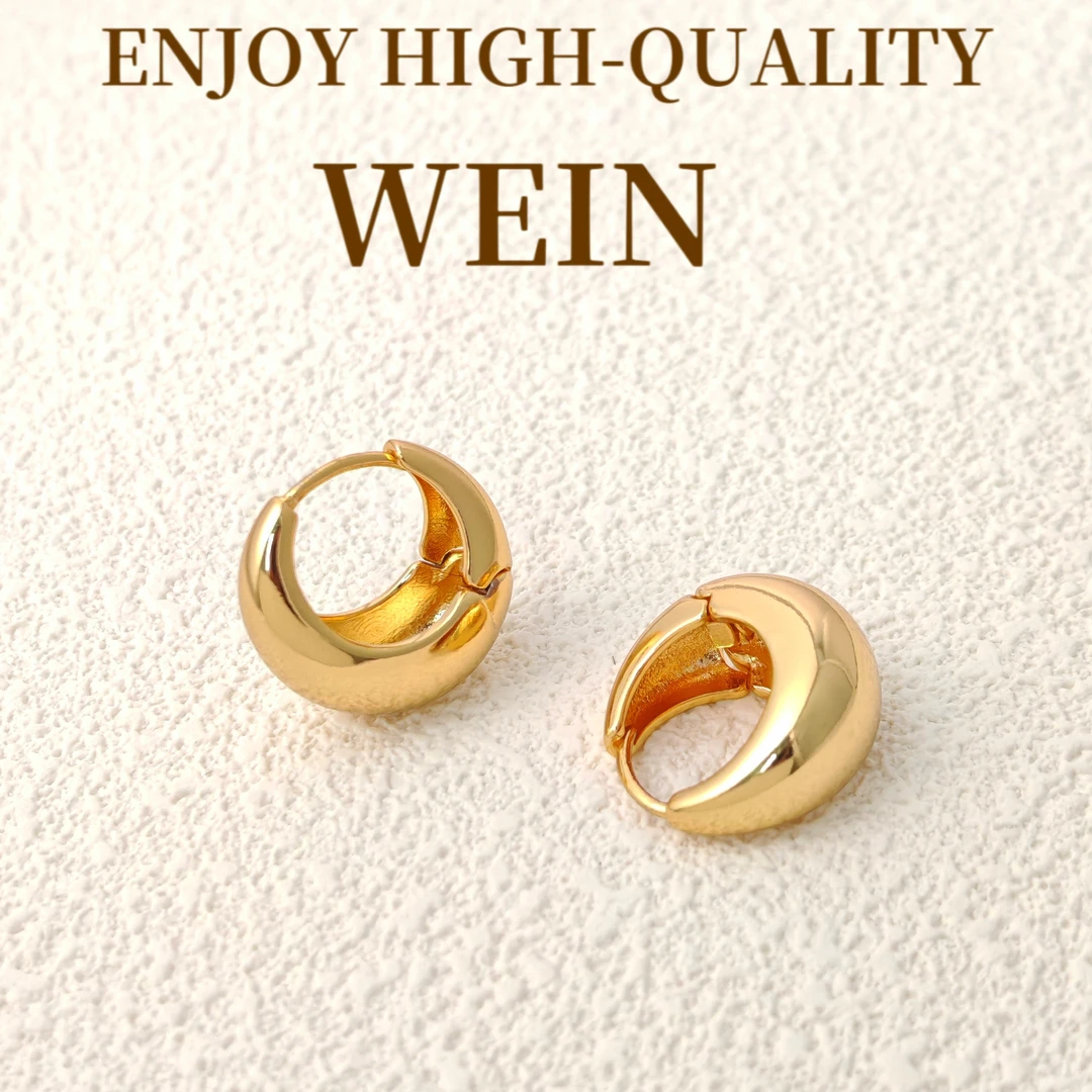 WEIN 铜合金耳饰 「金色光面」轻奢气质时尚百搭简约素款小众欧美