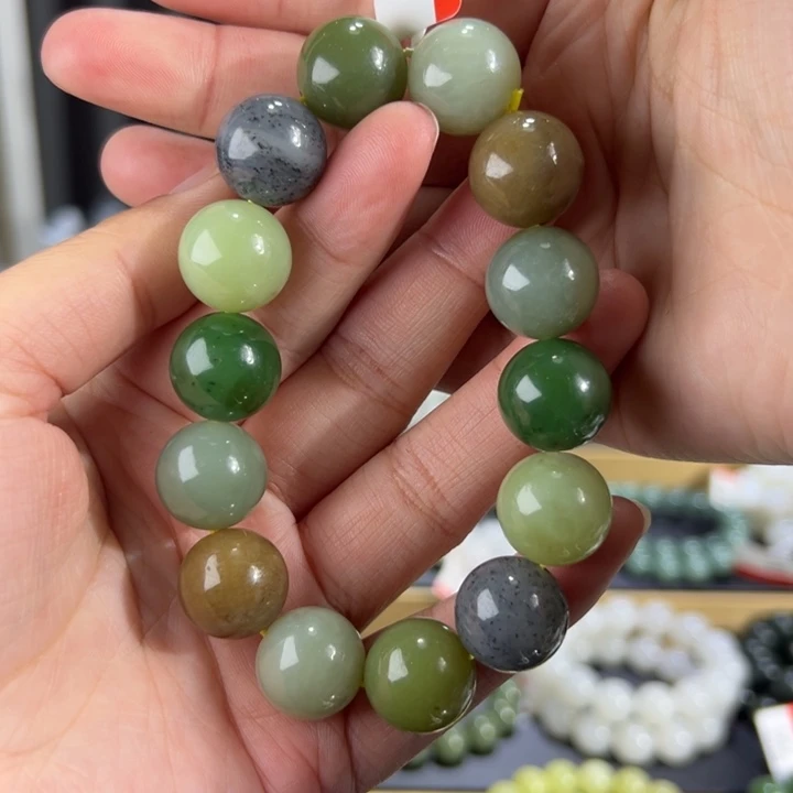 和田玉手串未镶嵌和田玉多宝卡16圆珠