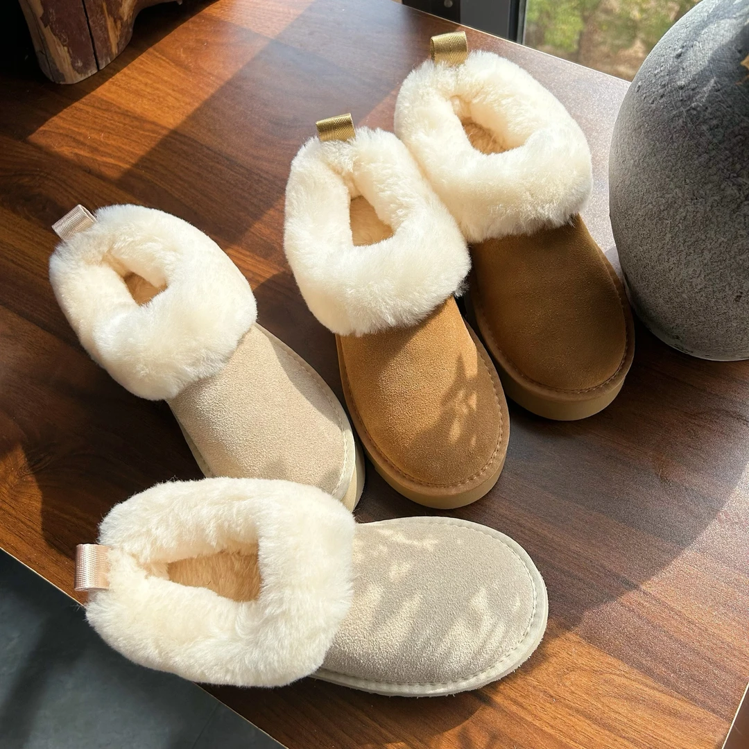 厚底塔茨勒羊毛毛圈雪地靴加绒套筒平底时尚雪地靴冬季保暖女鞋