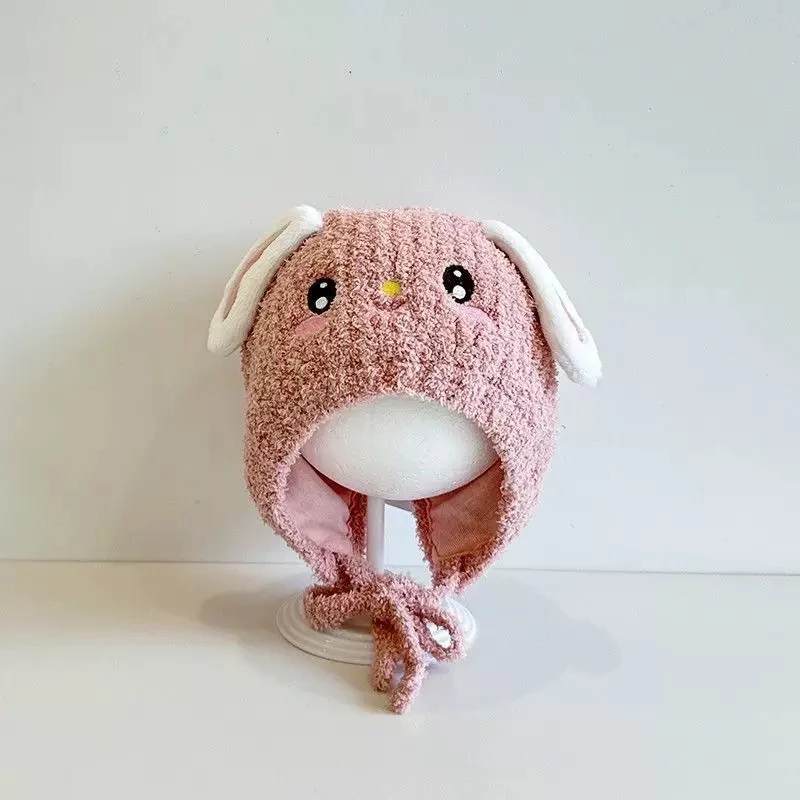 秋冬季可爱动物耳朵护耳帽子男女宝宝加厚保暖毛绒套头幼儿帽