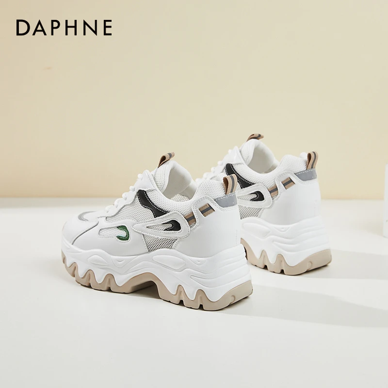 达芙妮2024夏季新款内增高厚底时尚小白鞋老爹百搭休闲运动女鞋子