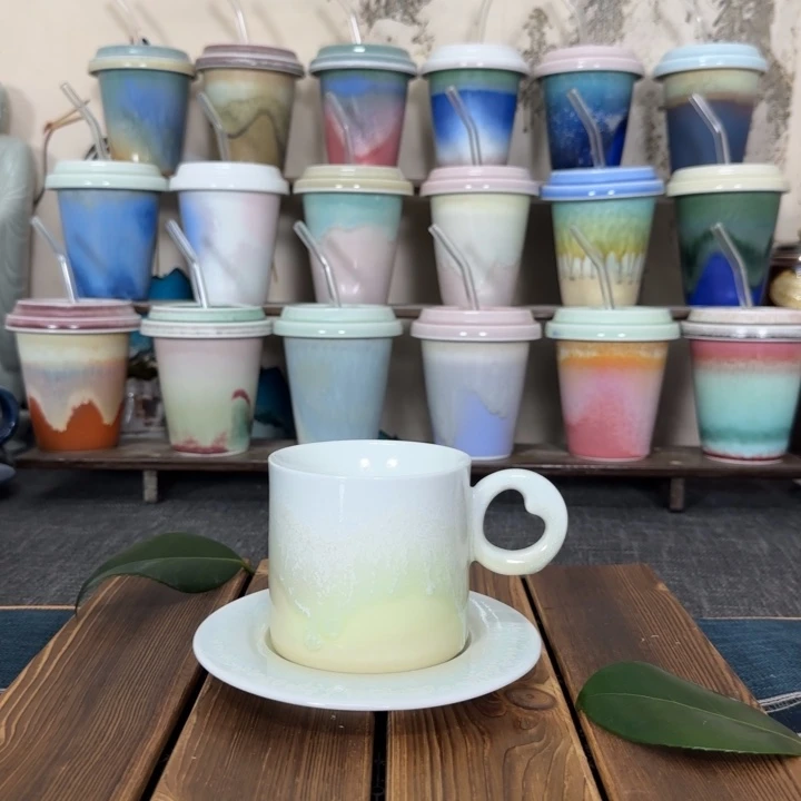 陶瓷手柄款景德镇高温窑变咖啡杯