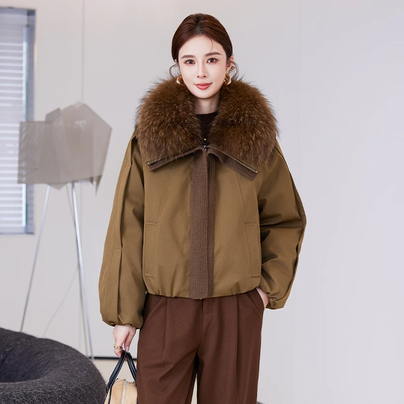 2025冬季新款时尚百搭个子年轻款派克服女短款工装大毛领羽绒服