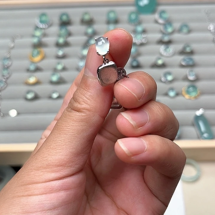 岫玉银S925镀金镶嵌戒指