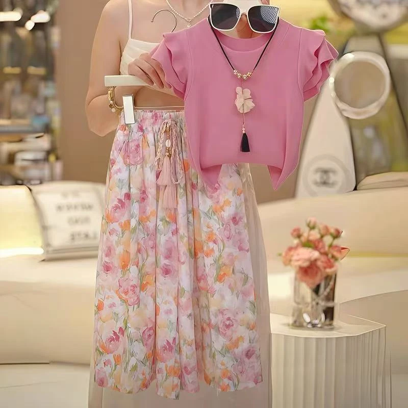 女童夏季短袖套装新款6-12岁中大童小女孩洋气时尚休闲炸街防蚊裤