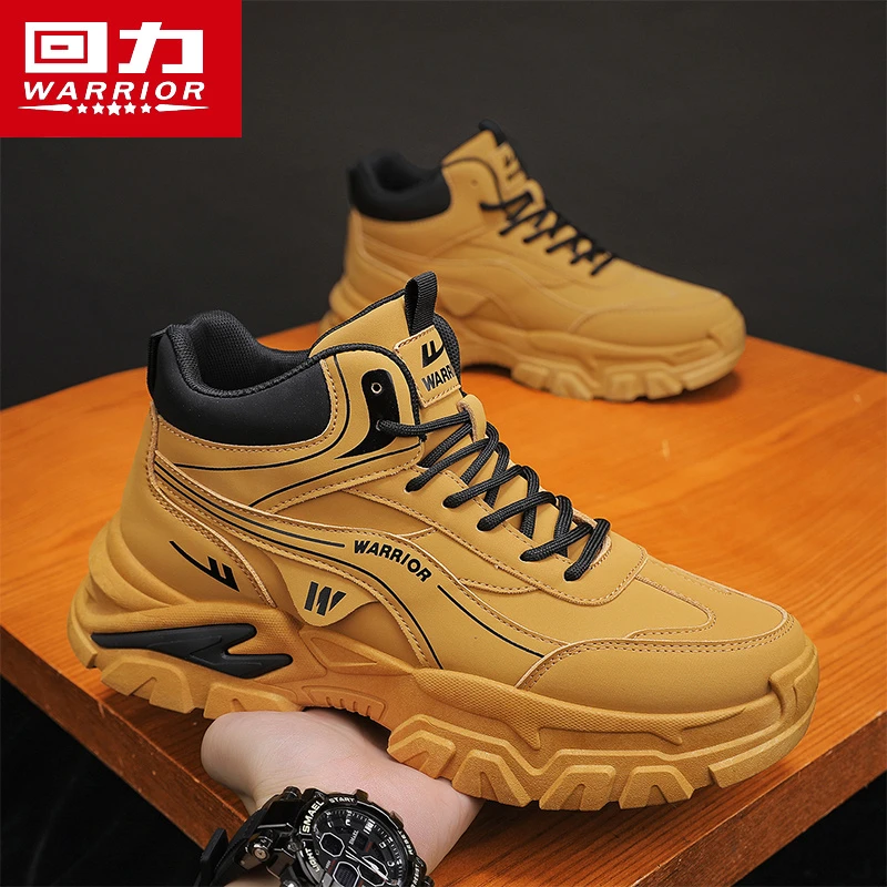 回力马丁靴男冬季新款高帮英伦风户外登山防水防滑耐磨厚底工装靴