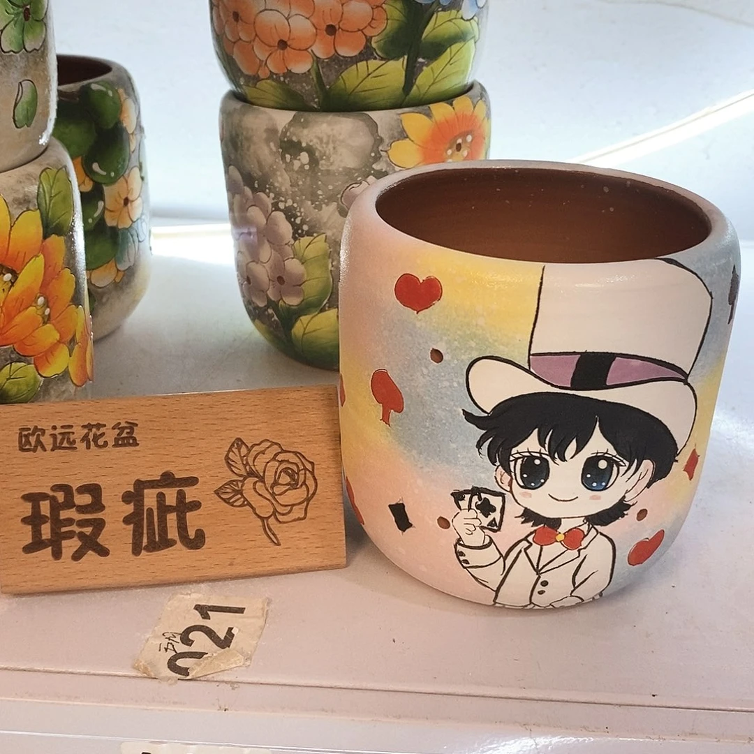 花盆紫砂红陶手绘花盆