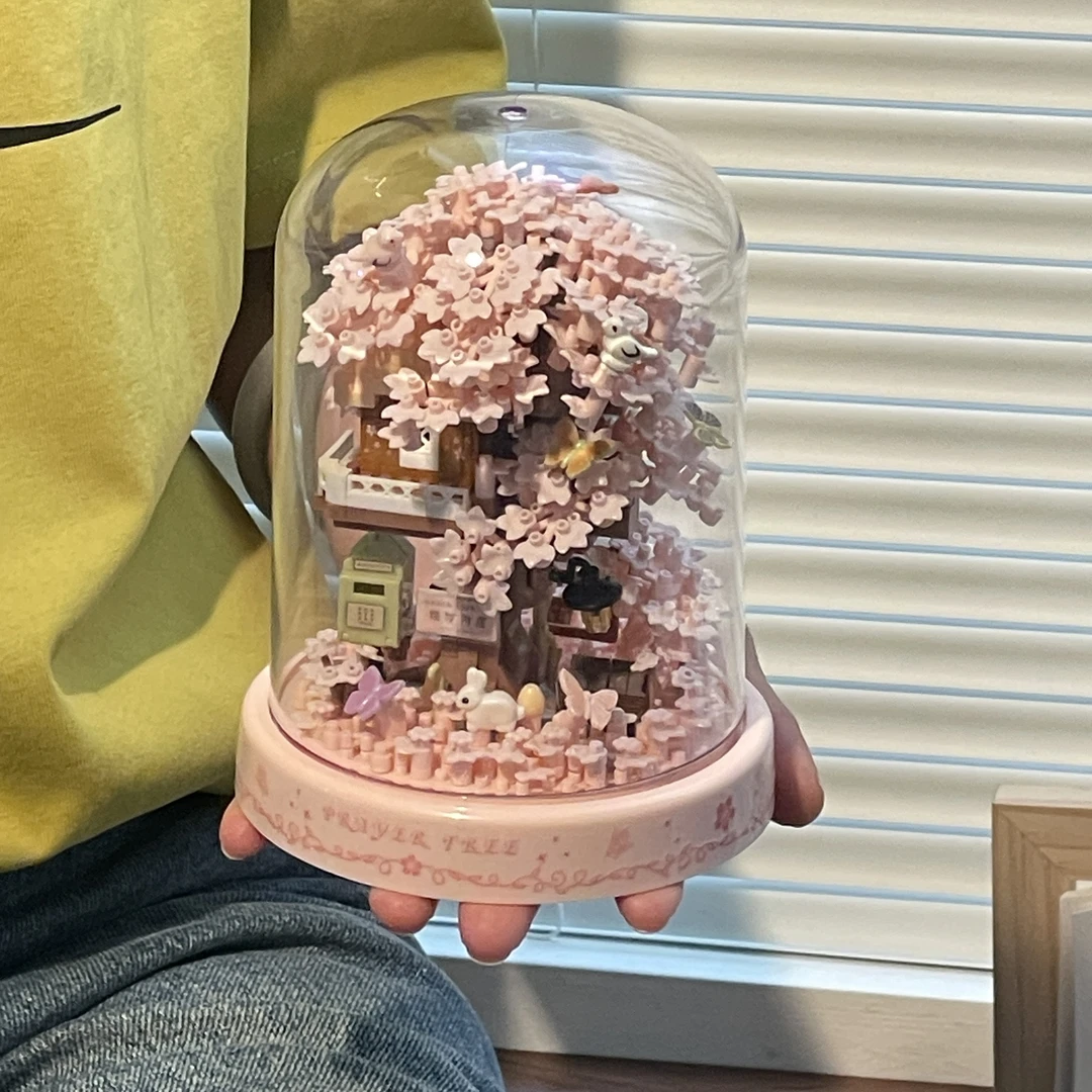 雅拼樱花树屋积木拼装颗粒手工生日礼物送女生玩具毕业礼物走心