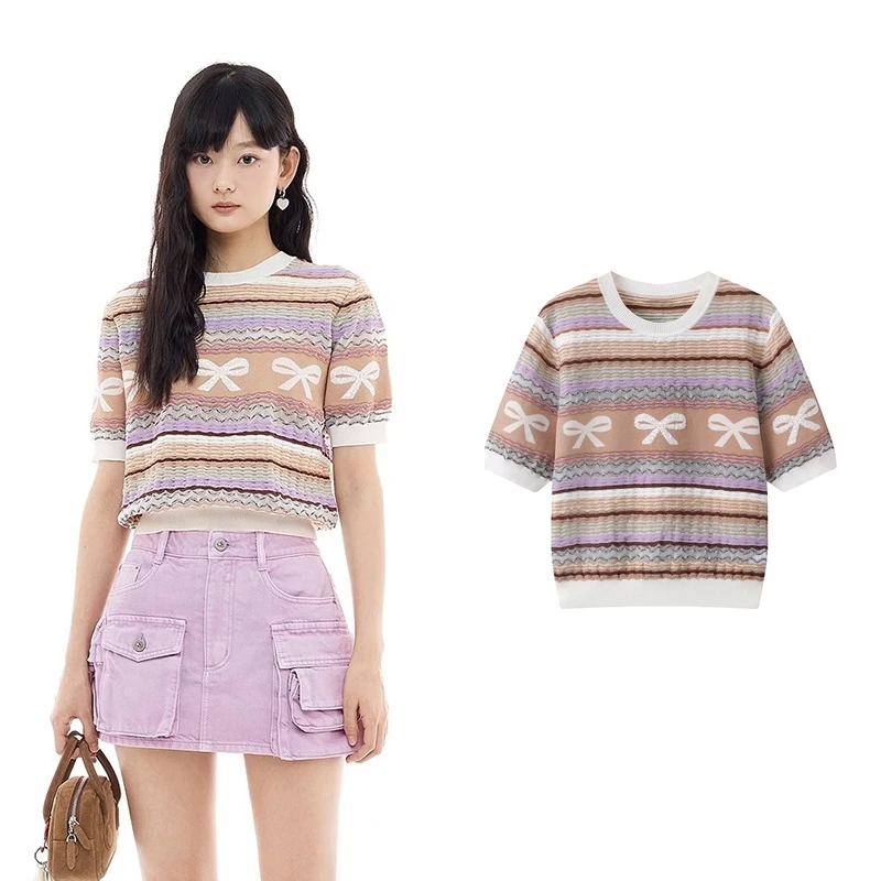 【素素订单】针织衫2025夏季新款多彩夏日时尚百搭短袖上衣女A5739