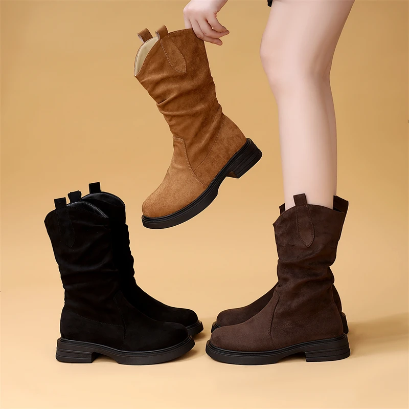 42大码女2025年新款秋冬季英伦风复古堆堆靴爆款时尚休闲百搭短靴