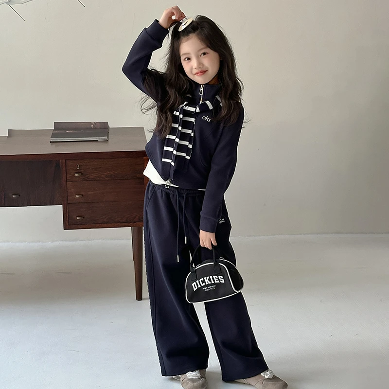 女童套装2025新款儿童洋气时髦春装女孩运动卫衣卫裤春秋两件套潮