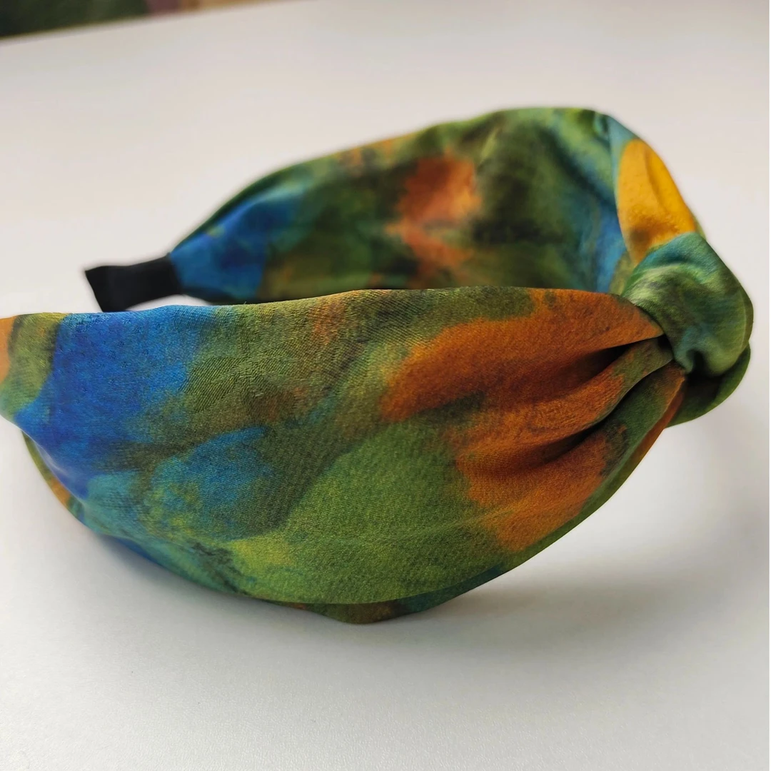 f8千里江山国风发箍新中式香云纱时尚复古百搭宽边头箍丝巾防嗮