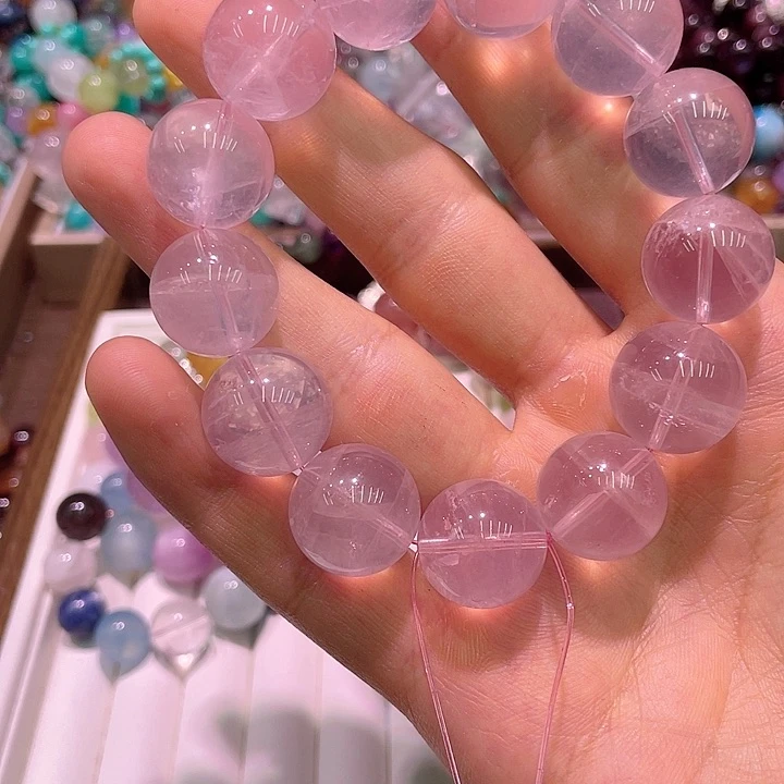 水晶手串未镶嵌星光粉素圈