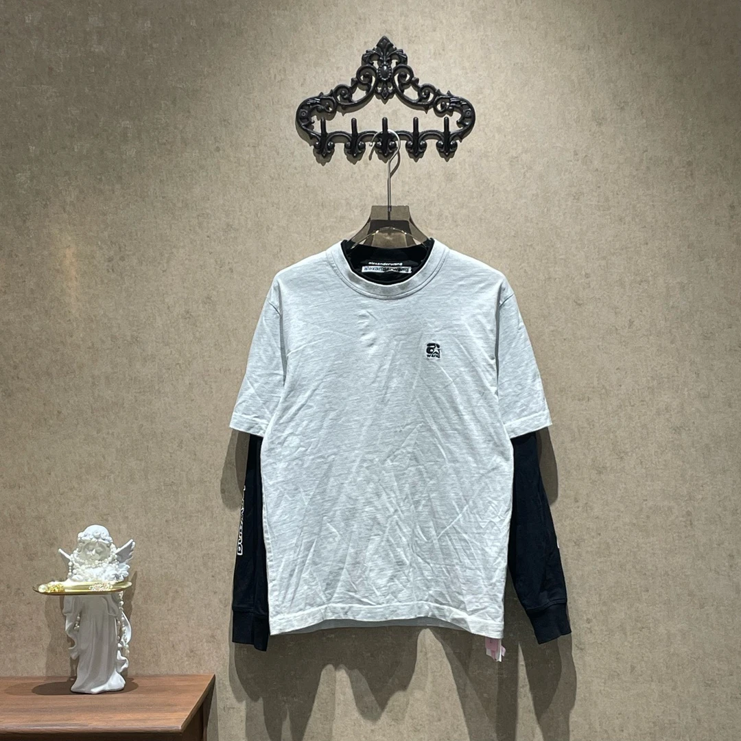99新  Alexanderwang灰色字母logo假两件卫衣/s码/99新/31194