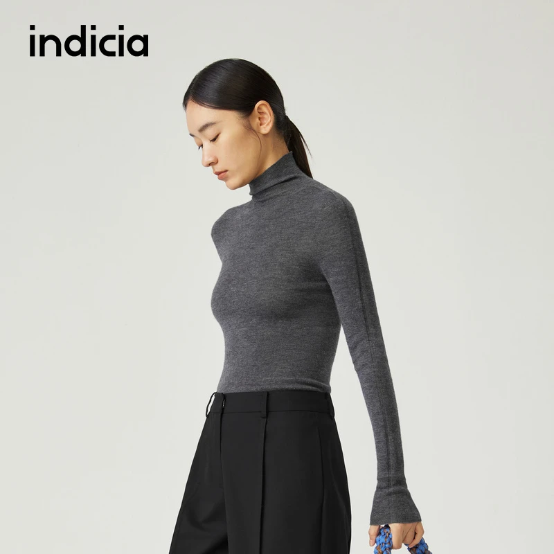indicia标记商场同款冬季纯色气质修身毛衣5D311MS605C