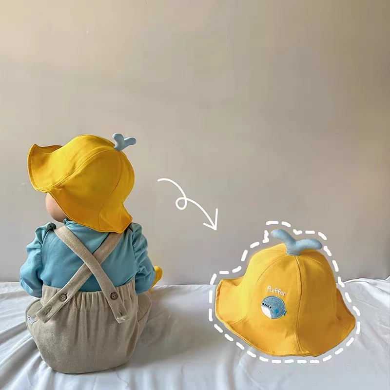 宝宝春夏薄款渔夫帽夏季可爱婴幼儿帽男女宝宝遮阳防晒帽