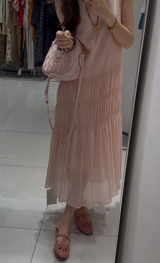 桃子自制 8155 法式气质无袖显瘦连衣裙