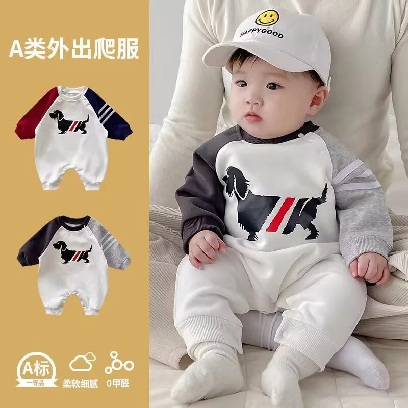 婴儿新款春秋连体衣长袖衣服男女超萌哈衣洋气宝宝外出服爬服